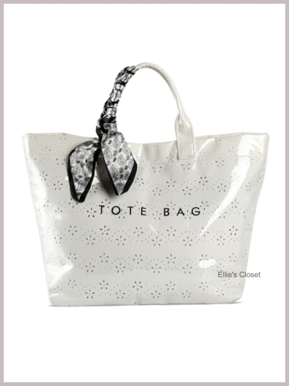 Waterproof PVC Beach Tote Bag for Women Large Letter Print Purse with Handle